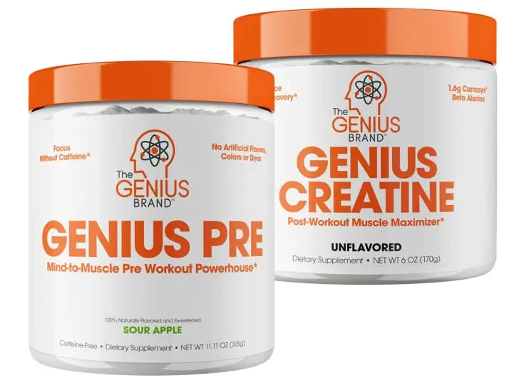 Genius Pre Workout Powder, Sour Apple, and Genius Micronized Creatine Monohydrate The Genius Brand Au supplements