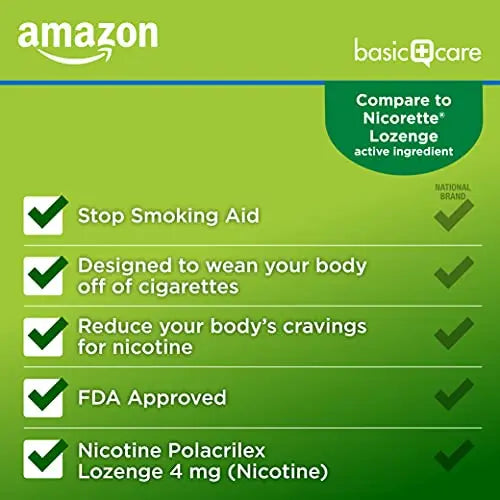 Amazon Basic Care Nicotine Polacrilex Lozenges, 4 mg, Mint Flavor Amazon Basic Care Au supplements