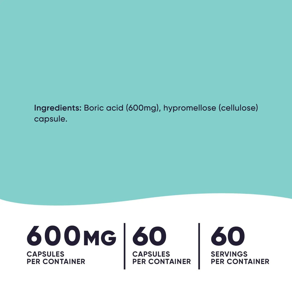 Nutricost Boric Acid 600mg, 60 Capsules - Vaginal Suppository - Non-GMO - for Women Nutricost Au supplements
