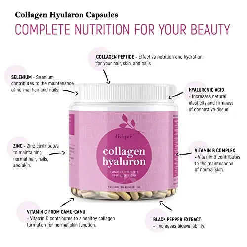 Collagen Capsules Divique Collagen Hyaluron 1500mg Collagen Peptides Type 1, 2, 3, 5, 10 Divique Au supplements