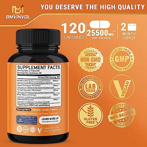 Berberine 𝟏𝟓𝟎𝟎𝟎𝐦𝐠 Ceylon Cinnamon 𝟏𝟎𝟎𝟎𝐦𝐠 Turmeric 𝟒𝟓𝟎𝟎𝐦𝐠 Green Tea 𝟐𝟎𝟎𝟎𝐦𝐠 BMVINVOL Au supplements