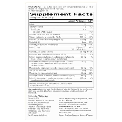 Emergen-C Zero Sugar 1000 mg Vitamin C Powder for Daily Immune Support Caffeine Free Vitamin C Supplements with Zinc and Manganese, B Vitamins and Electrolytes