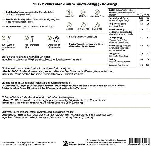Protein Works 100% Micellar Casein Protein Powder | Slow Release Protein Shake | Amino Acids Protein Works Au supplements