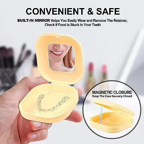 Retainer Case with Mirror and Vent Holes, Cute Retainer Holder Case Compatible with Invisalign Heigoeost Au supplements