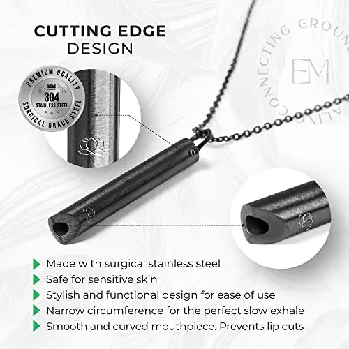 Mindful Breathing Necklace for Anxiety Stress Relief - Earth and Moon Stainless Steel Anxiety EARTH AND MOON Au supplements