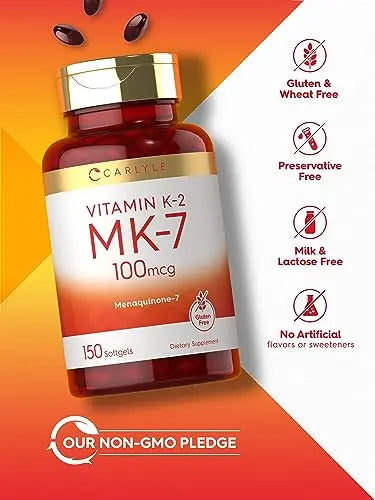 Carlyle Vitamin K2 Supplement 100mcg | K2 MK7 | 150 Softgels | Non-GMO Carlyle Au supplements