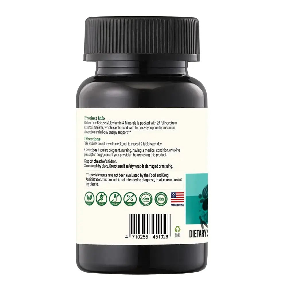 DAIKEN Mini Multivitamin, 60 Tablets, Enhanced with Lutein, Lycopene & Folic Acid, Time Released Multivitamin DAIKEN Au supplements
