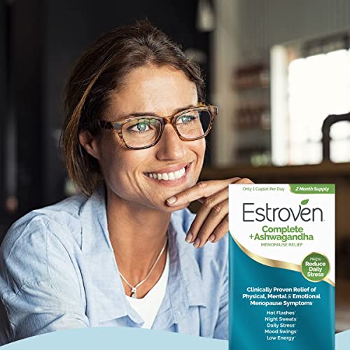 Estroven Complete + Ashwagandha Multi-Symptom Menopause Supplement for Women - 60 Ct. - Clinically Proven Ingredients Provide Menopause Relief & Night Sweats + Hot Flash Relief* - Drug-Free & Non-GMO Estroven Au supplements