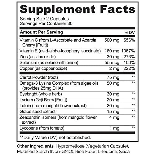 NATURELO Eye Vitamins - AREDS 2 Formula Nutrients with Lutein, Zeaxan NATURELO Au supplements