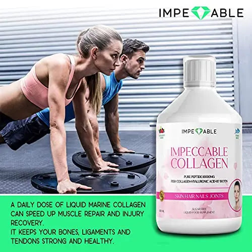 IMPECCABLE Collagen 10.000mg hydrolyzed Sugar Free Liquid Marine Collagen | Supplements for Women and Men Impeccable Au supplements