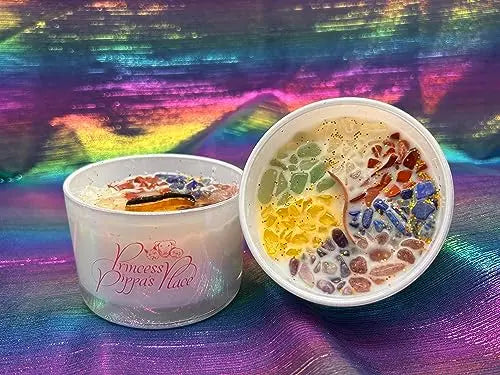 Princess Pippa's Place Healing Candles with Crystals Inside- Natural Soy Wax 7 Stones Crystal Candle Jar Msupps.com Au supplements