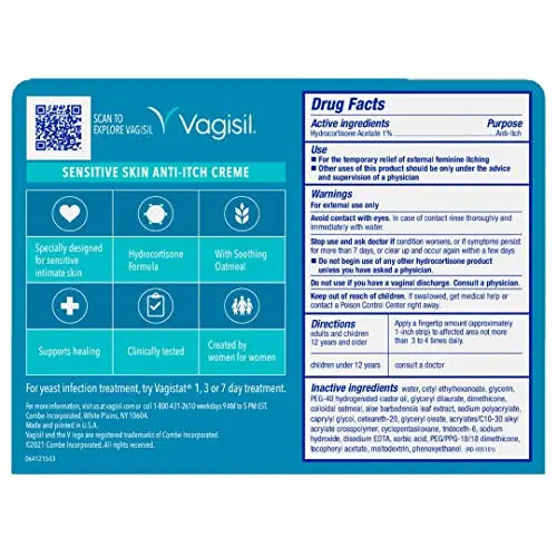 Vagisil Maximum Strength Feminine Anti-Itch Cream for Women, Sensitive Skin Formula with Hydrocortisone Vagisil Au supplements