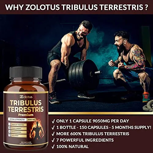 Tribulus Terrestris Supplement for Men & Women, 9050mg Per Capsule, 5-Month Supply Zolotus Au supplements