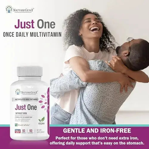 NatureGenX Just One Daily Methylated Multivitamin - 60 Caps Pure Methyl B12, Methylfolate MTHFR Support Supplement Iron Free Methylated Vitamins NatureGenX Au supplements