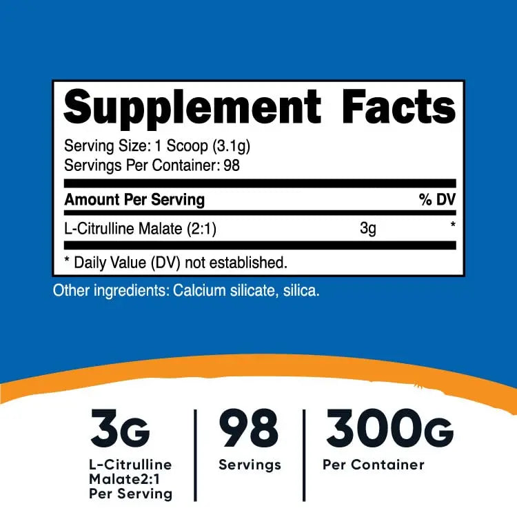 Nutricost L-Citrulline Malate 300G (2 Pack) - Pure L-Citrulline Powder, 3000mg Per Serving Nutricost Au supplements