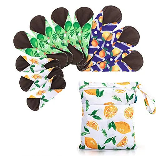Teamoy 10pcs Cloth Panty Liners, Reusable Sanitary Pads with Wet Bag, Washable Cloth Menstrual Pads Teamoy Au supplements