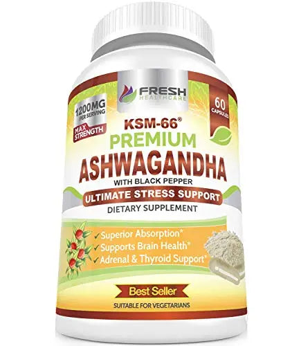 FRESH HEALTHCARE Ashwagandha Capsules KSM 66-1200mg Pure and Potent FRESH HEALTHCARE Au supplements