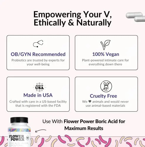 Flower Power 'Divine Vagine' Blend - 30 ct for Balance Urinary Tract Infection, V Health Support for Women Flower Power Au supplements