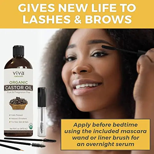 Viva Naturals Organic Castor Oil, 16 fl oz - Cold Pressed Castor Oil for Skin, Hair and Lashes - Traditionally Viva Naturals Au supplements