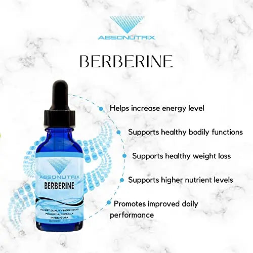 Absonutrix Berberine Supplement 600 mg, 4 Fl Oz Large Bottle, Healthy Weight Loss Support Absonutrix Au supplements