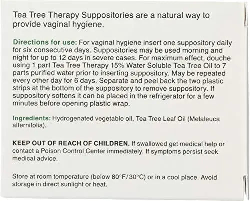 Tea Tree Therapy Vaginal Suppositories with Oil, 6 Count, White Tea Tree Therapy Au supplements