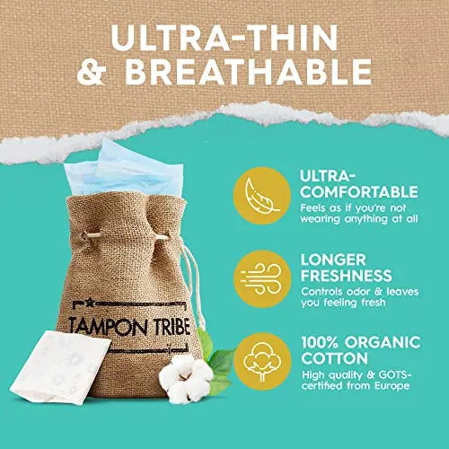 Tampon Tribe - Organic Cotton Pads with Wings for Women, Chemical-Free Breathable Sanitary Pads Tampon Tribe Au supplements
