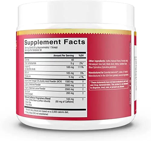 Essential Elements PreWorkout Powder with Beet Root & ACV | Superfood Energy Supplement Essential Elements Au supplements