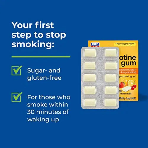 Rite Aid Nicotine Gum, 4 mg - 100 Count | Quit Smoking Aid | Nicotine Rite Aid Au supplements