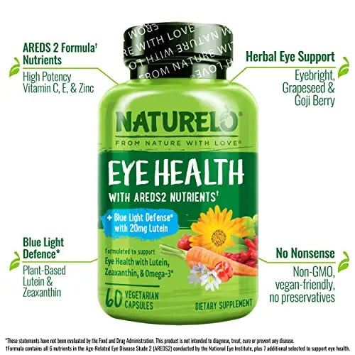 NATURELO Eye Vitamins - AREDS 2 Formula Nutrients with Lutein, Zeaxan NATURELO Au supplements