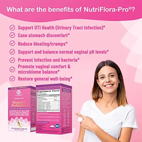 NutriCelebrity NutriFlora-Pro Probiotics for Women - Support Vaginal, Urinary Health (UTI) Nutricelebrity Au supplements