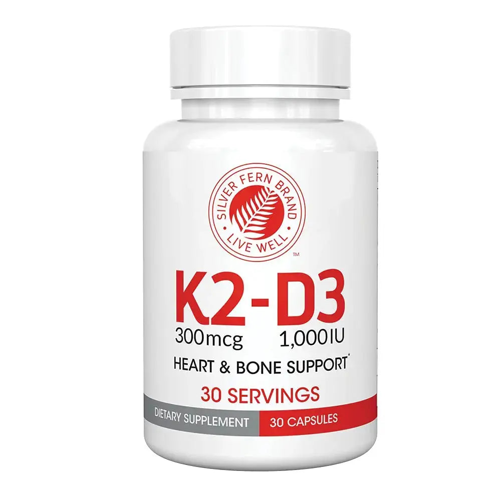 Silver Fern Vitamin K2-D3 Supplement Brand - Natural, Non-Synthetic - K2-7 as Menaquinone-7 (MK-7) - D3 as cholecalciferol Silver Fern Au supplements