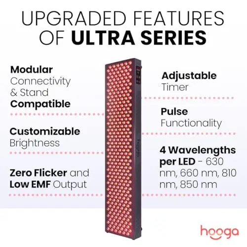 Hooga Red Light Therapy, Red Near Infrared LED Panel, 300 Quad Chip Flicker Free LEDs, Ultra Series hooga Au supplements