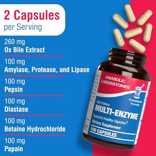 Anabolic Laboratories Multi Enzyme Nutritional Supplements - 100 Capsules of Digestive Anabolic Laboratories Au supplements