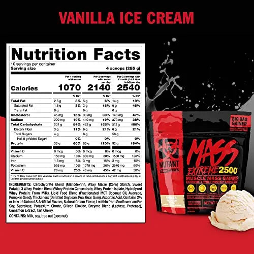 Mutant Mass Extreme Gainer Whey Protein Powder, Build Muscle Size & Strength with High Mutant Au supplements