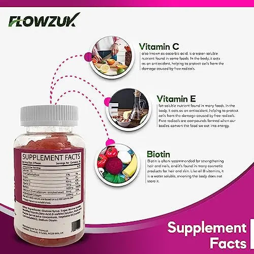 Collagen Gummies High Strength with Biotin Vitamin C & E | Flowzuk | Anti Aging, Hair Growth FLOWZUK Au supplements