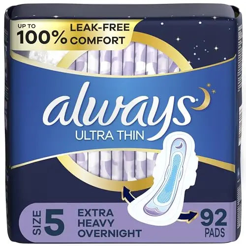 Always Ultra Thin Feminine Pads for Women, Size 5, Extra Heavy, Overnight Absorbency Always Au supplements