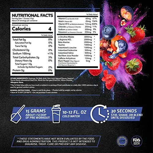 PrimeGENIX Pre-Workout+ Berry Blast Flavor | Max Performance | Boost Energy PrimeGENIX Au supplements
