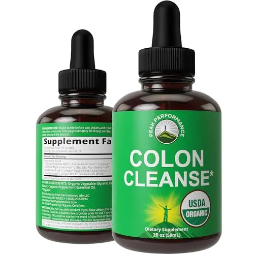 USDA Organic Colon Cleanse Liquid Drops. Vegan, Kosher Colon Cleanser & Detox Supplement Peak Performance Au supplements