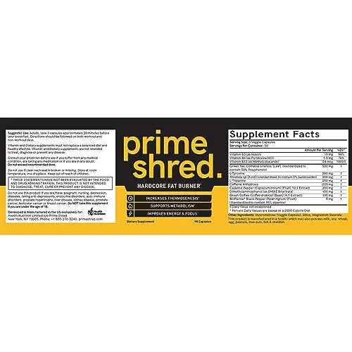 PrimeShred Fat Burner Pills for Men, Triple Action Weight Loss Supplement with Caffeine PrimeShred Au supplements
