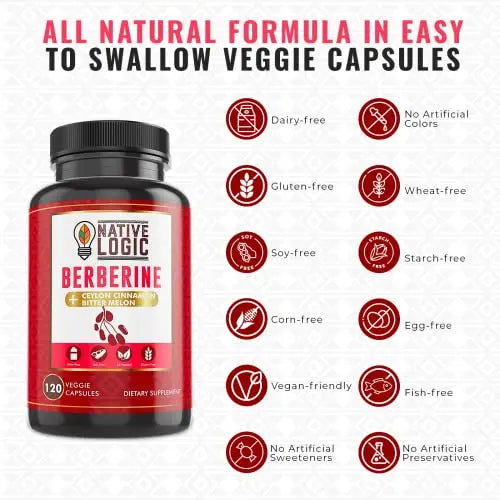 Native Logic Berberine HCL 1200mg with Ceylon Cinnamon, Bitter Melon, and Green Tea Native Logic Au supplements