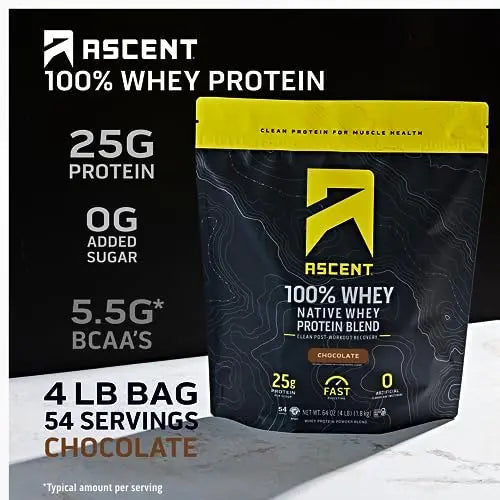 Ascent 100% Whey Protein Powder - Post Workout Whey Protein Isolate, Zero Artificial Flavors & Sweeteners Ascent Au supplements