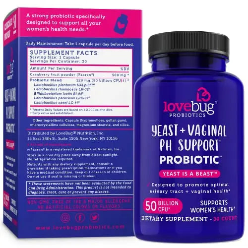 Lovebug Yeast + Vaginal pH Support | Clinically Studied Ingredients for Yeast & UTIs lovebug PROBIOTICS Au supplements