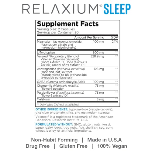 Relaxium Sleep Aid, 30-Day Supply, Dietary Supplement, Better Sleep, Magnesium Relaxium Au supplements