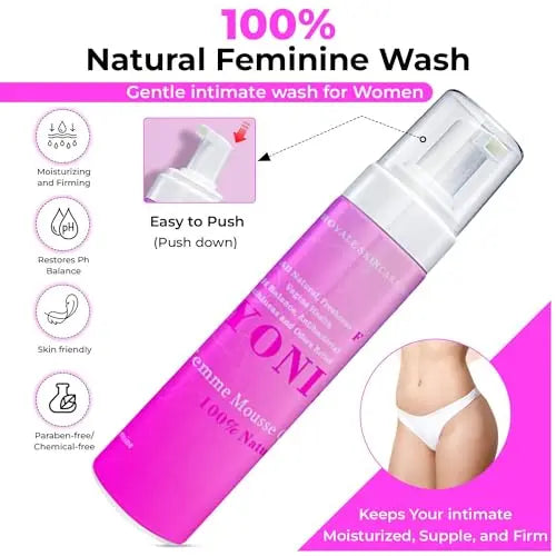 Vroyale Beauty 100% Natural Feminine Wash - 250 ml pH-Balanced Yoni Femme Mousse Vroyale Beauty Au supplements