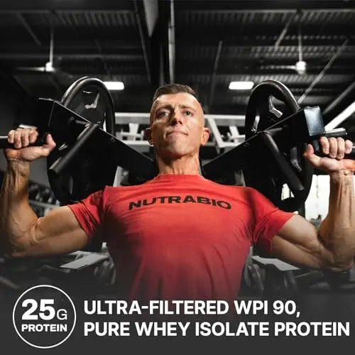 NutraBio Whey Protein Isolate Supplement – 25g of Protein Per Scoop with Complete NutraBio Au supplements