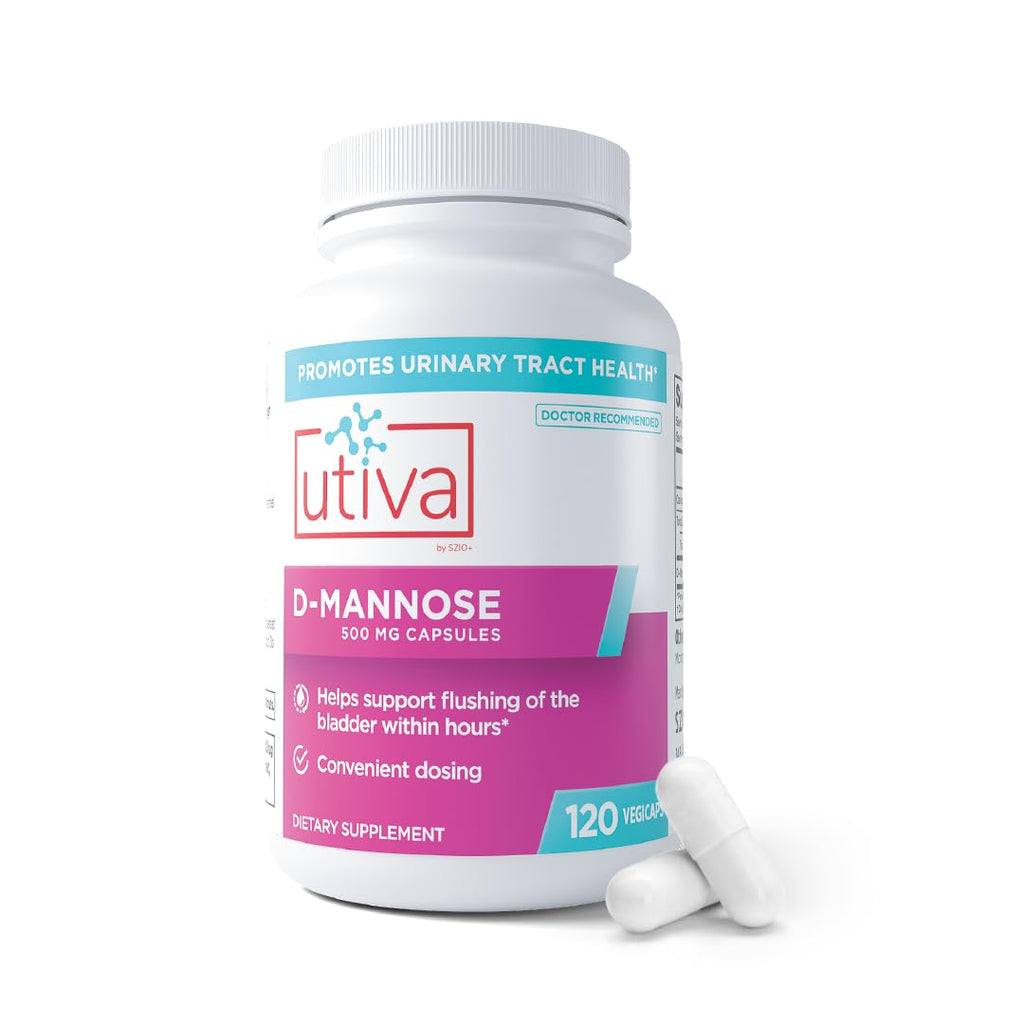 Szio+ Utiva D-Mannose 500mg Capsules – Naturally Flush The Bladder and Urinary Tract – UTI Avoidance – D Mannose Supplements for Women – Supports Urinary Tract Infection Treatments, 120 Capsules Szio+ Au supplements