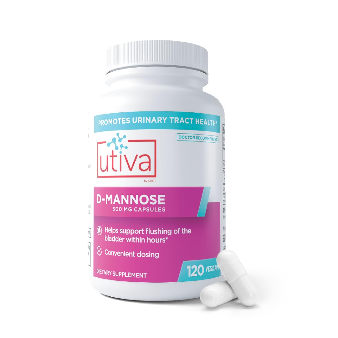 Szio+ Utiva D-Mannose 500mg Capsules – Naturally Flush The Bladder and Urinary Tract – UTI Avoidance – D Mannose Supplements for Women – Supports Urinary Tract Infection Treatments, 120 Capsules Szio+ Au supplements
