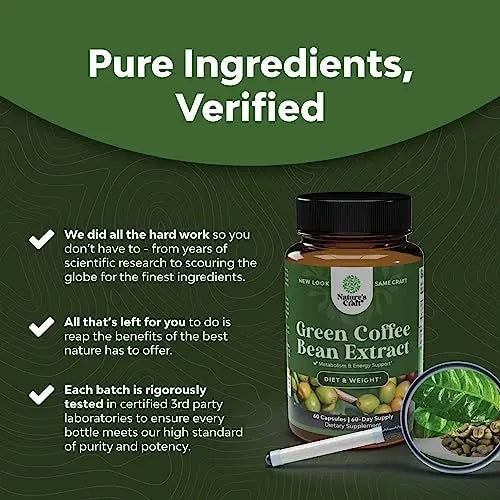 Pure Green Coffee Bean Extract Supplement – Best for Weight Loss Appetite Suppressant Natures Craft Au supplements