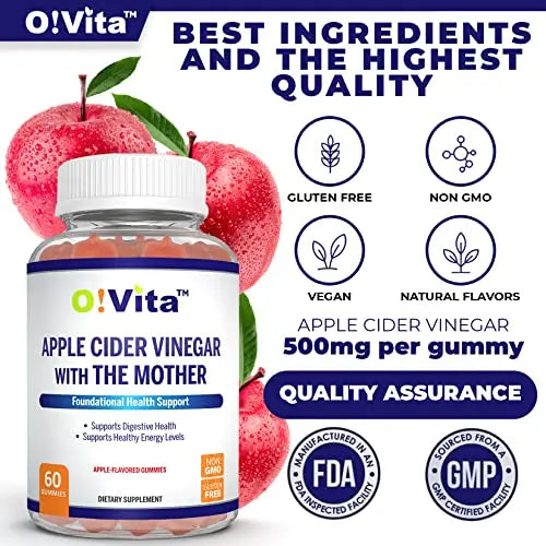 O!VITA Apple Cider Vinegar Gummies with The Mother, Gluten Free, Vegan, Made with Pomagranate O!VITA Au supplements