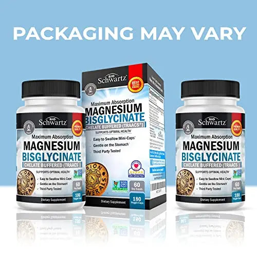 Magnesium Bisglycinate 100% Chelate No-Laxative Effect - Maximum Absorption BioSchwartz Au supplements